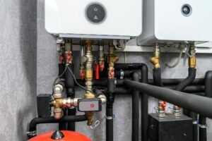 Modern electric boiler room in the house